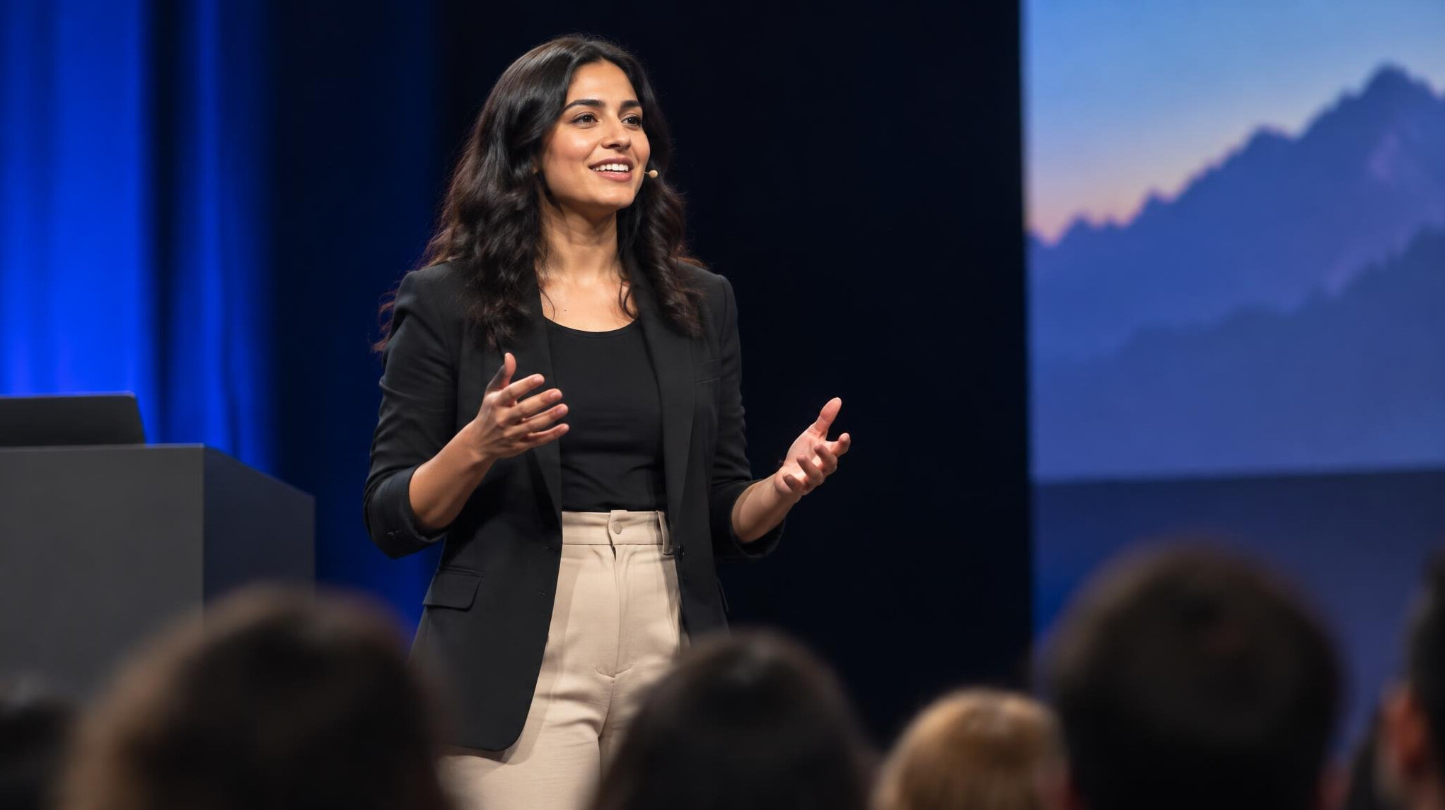 confident person speaking to audience
